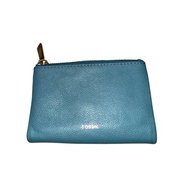 Fossil Blue Leather Zip Around Bifold Wallet - Two Tone - Picture 2 of 8